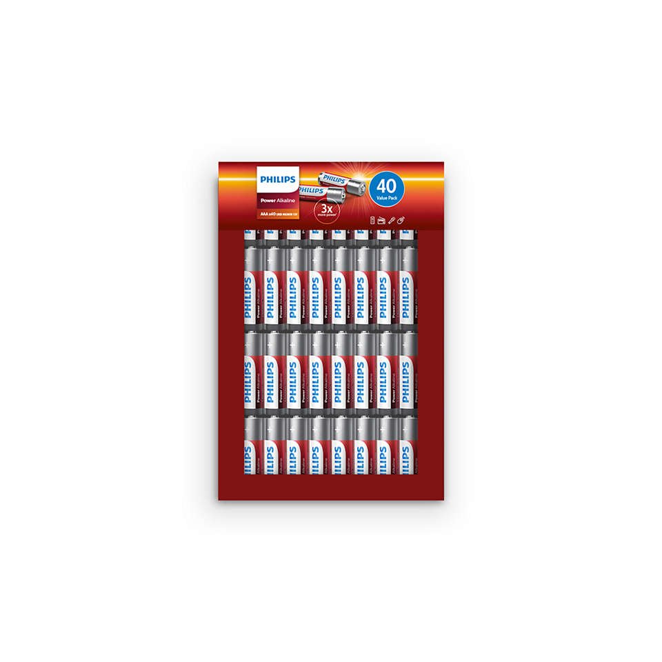 1x40 Philips Power Alkaline Aaa Batterie Vorteilspack