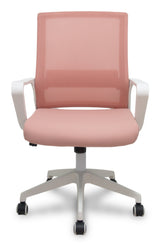 Piqueras Y Crespo Forol Silla Ergo535 Blanca Basculante Respaldo Malla Rosa Asiento Tela Rosa Ruedas Nailon