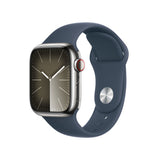 Apple Watch Series 9 Gps Cellular 41 Mm Caja De Acero Plata Correa Deportiva Azul Tempestad S M