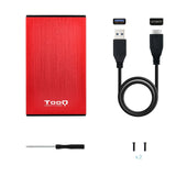 Tooq Carcasa Externa Hdd/Sdd 2.5" Hasta 9,5mm Sata Usb 3.0 - Rojo