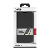 Sbs Wallet Stand Funda In Pu For Iphone 16, Negro