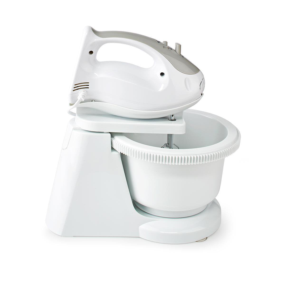 Nedis Batidora Mezcladora Bol Giratorio 2lt  200 W  5 Ajustes Velocidad Funcion Turbo Blanco/Gris