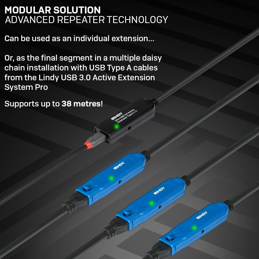 Lindy 43376 Cable Usb 10 M Usb 3.2 Gen 1 (3.1 Gen 1) Usb A Usb C Negro
