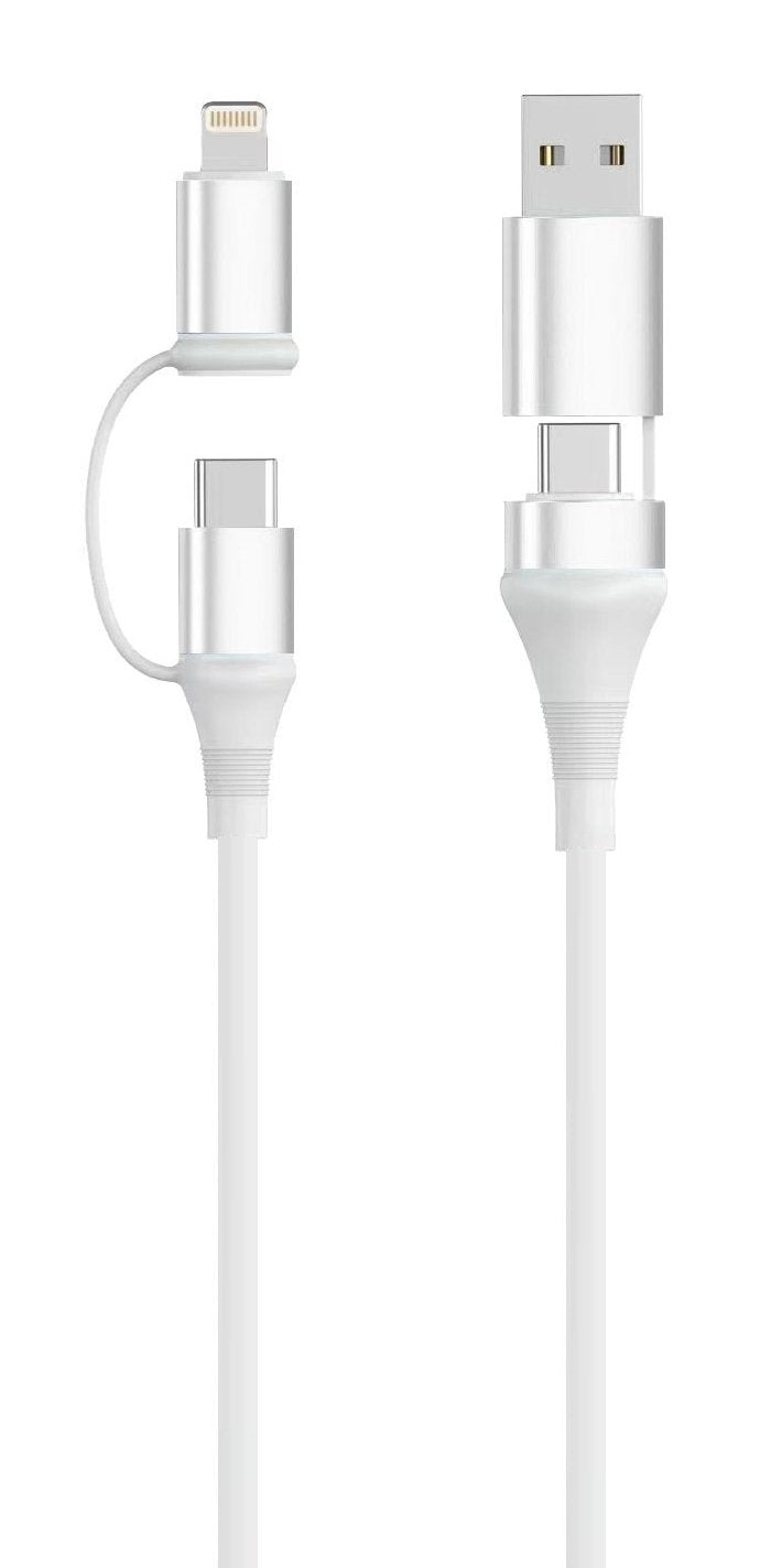 Cable Ewent Ec1076 Usb-C 4 En 1 - 60w - 2 Metros - Usb-C, Usb-A, Lightning - Blanco