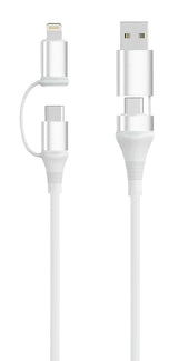 Cable Ewent Ec1076 Usb-C 4 En 1 - 60w - 2 Metros - Usb-C, Usb-A, Lightning - Blanco