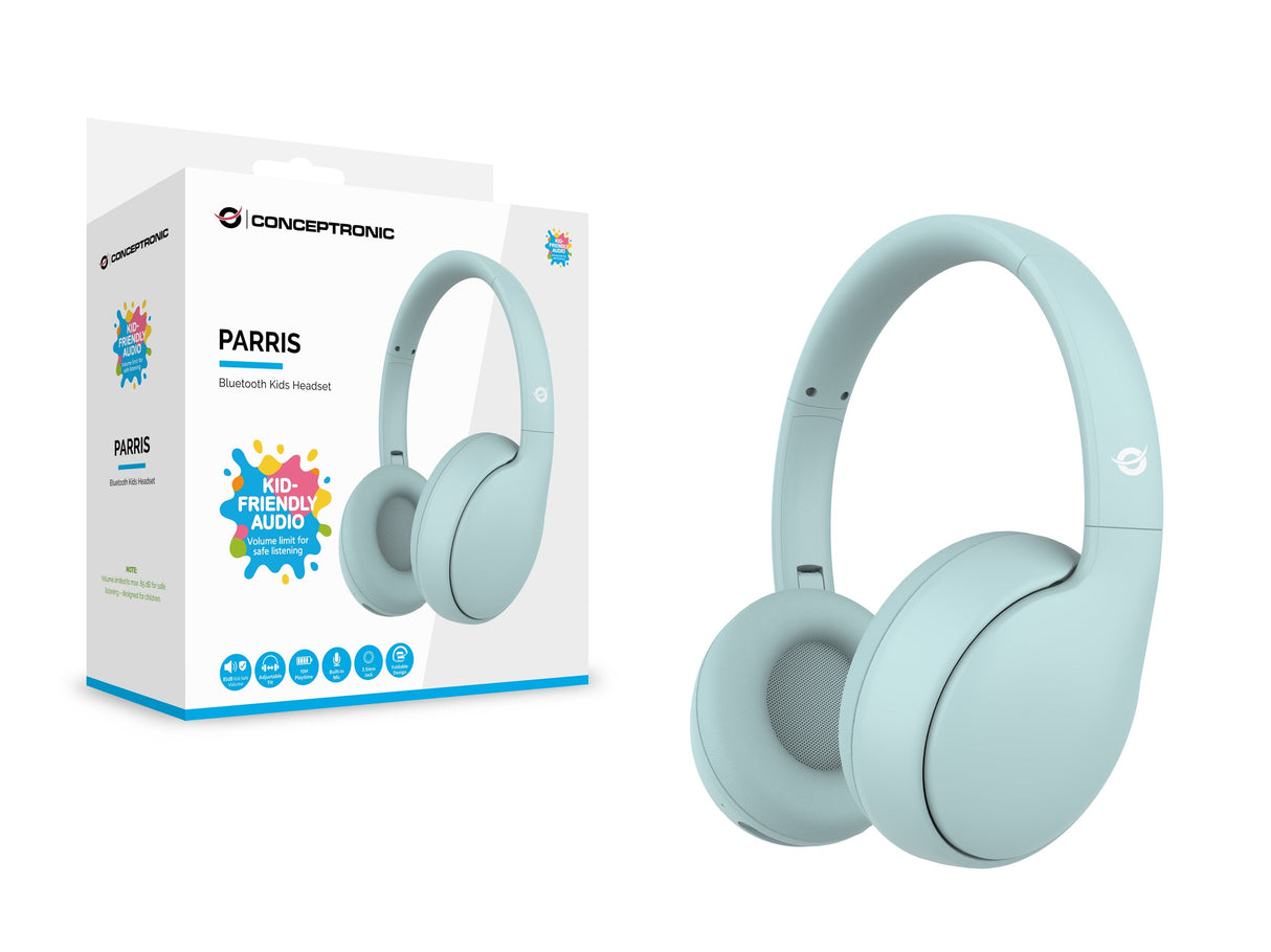 Headset Infantil  Bluetooth 6.0  Conceptronic Parris04b Carga Usb-C Bateria 10h Plegable Color Azul