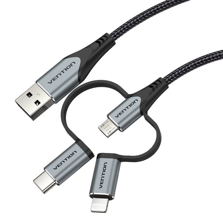 EAN 6922794752863 - Vention CQJHG cable de teléfono móvil Gris, Negro 1,5 m USB A Lightning + micro-USB B + USB C imagen 4