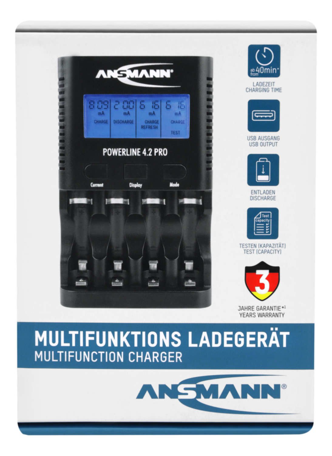 Ansmann Powerline 4.2 Pro, Cargador Negro 1001-0079