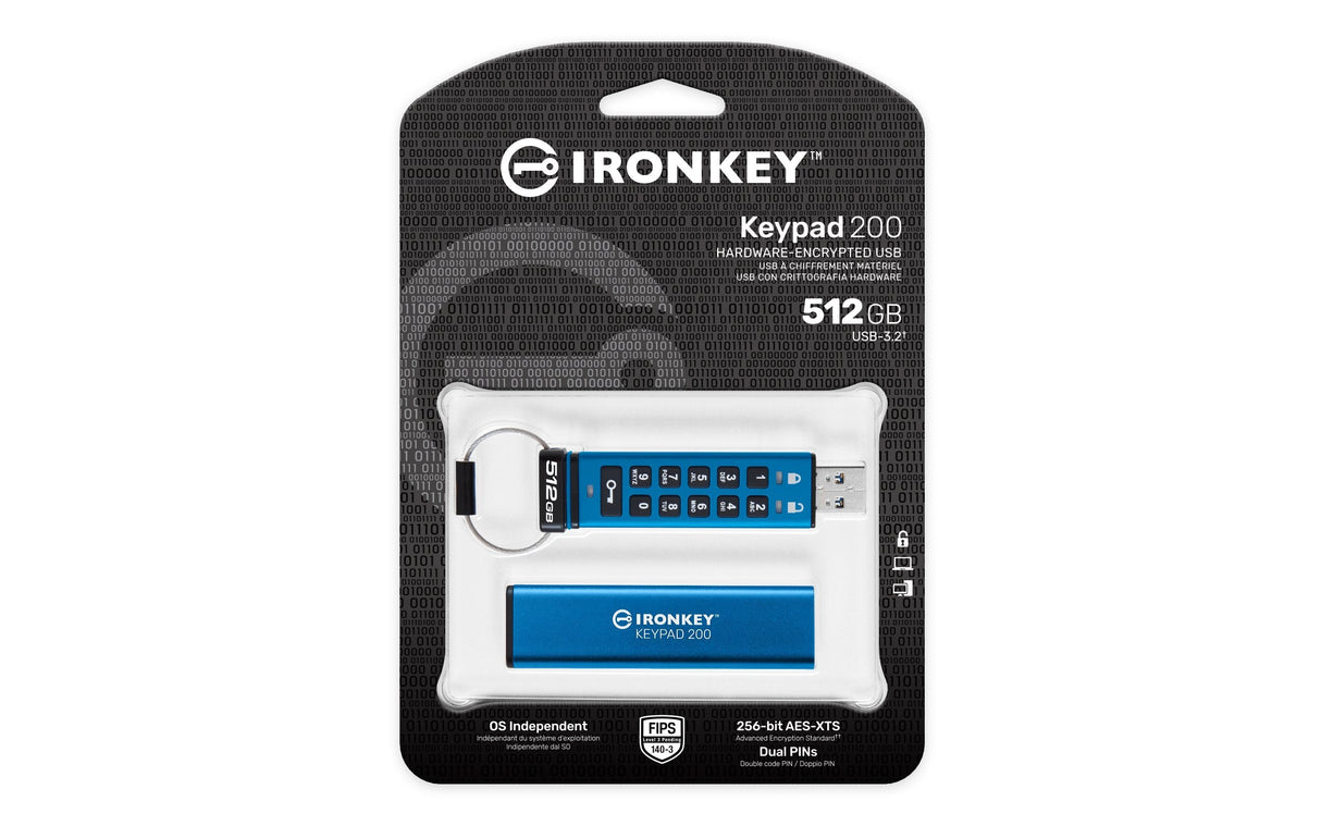 Kingston Ironkey Keypad 200 512gb Usb-A Aes Encrypted