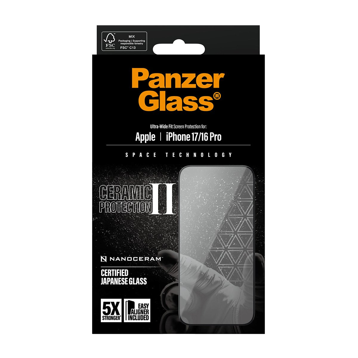 Panzerglass Ceramic Ii Screen Protector Iphone 17/ Iphone 16 Pro Ultra-Wide Fit