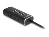 Delock 64234 Hub Usb Type-C 3 Puertos Con Lector De Tarjetas Sd Y Micro Sd - 60 Cm Cable E Interruptor Para Cada Puerto