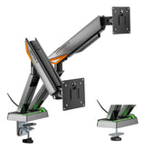 Aisens Soporte De Mesa Rgb Gaming Contrapeso Giratorio E Inclinable Para Monitor/Tv 16kg (3 Pivotes, 2 Brazos) De 17-38, Negro-Gris