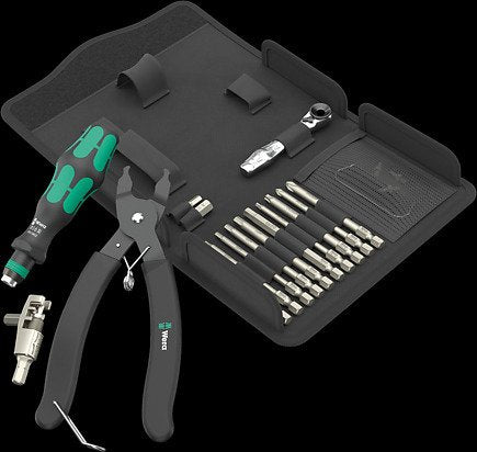 Wera 9532 Juego De Taller Para Remachadora De Cadena, 20 Piezas, Juego De Herramientas Negro/Verde, Incluye Trinquete De Punta Reversible, 1/4" 5136042001