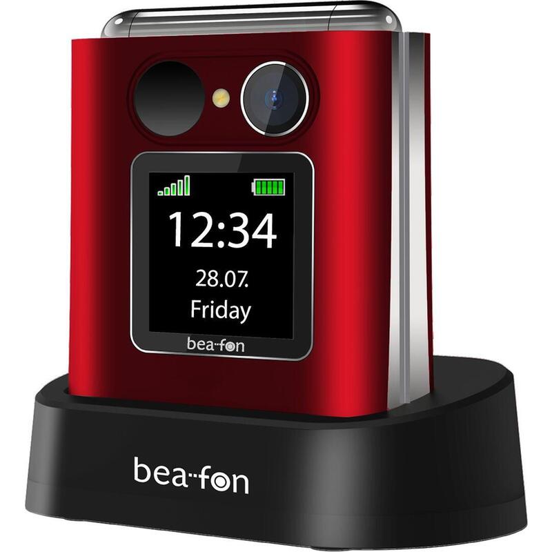 Beafon Fold 10 - 2g, Silver Line, Grosstastenklapphandy, Rojo-Silber