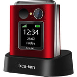 Beafon Fold 10 - 2g, Silver Line, Grosstastenklapphandy, Rojo-Silber