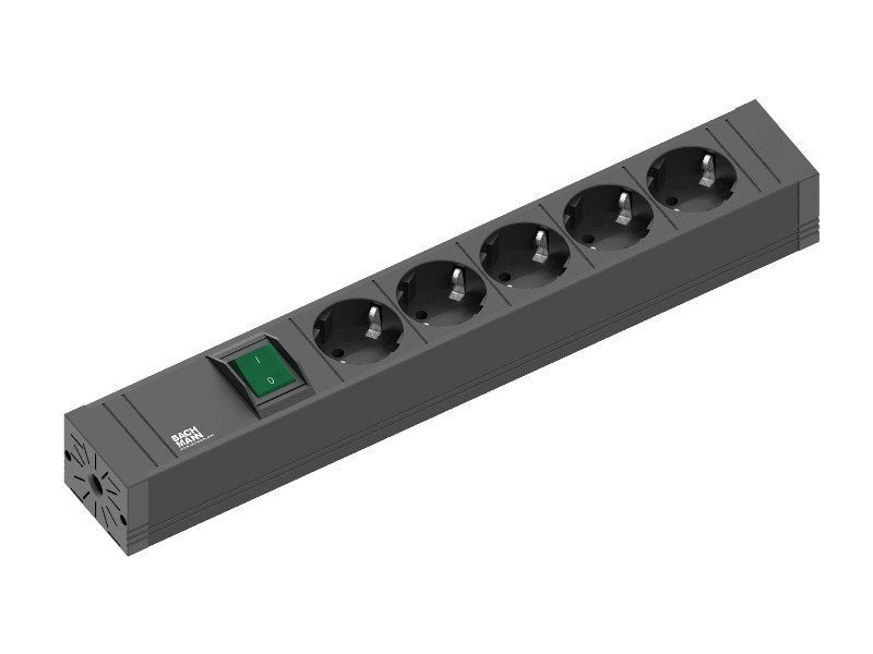 Bachmann Regleta Connect Line 5 Tomas, Negro, 2,0m, Con Interruptor