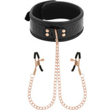 Begme - Black Edition Collar Con Cadenas Y Pinzas Pezones Con Forro De Neopreno