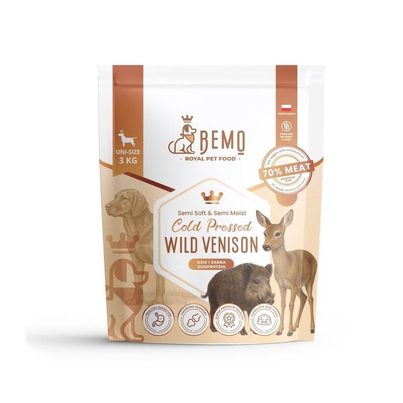 Bemo Cold Pressed Wild Venison - Comida Para Mascotas Tloczona Na Zimno Para Perros Z Dziczyzna I Sarnina 3kg