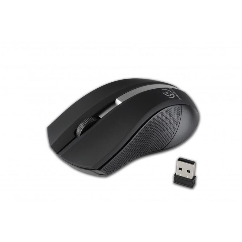 Bezprzewodowa Mysz Optyczna, Galaxy Black/Silver, Powierzchnia Gumowana