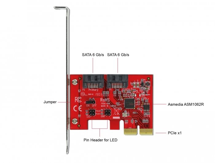 2 Port Sata Pci Express X2 Karte Mit Raid 1 - Spiegelung Bestehender Daten