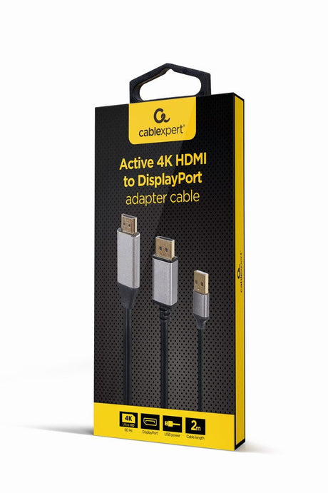 EAN 8716309124553 - Gembird A-HDMIM-DPM-01 adaptador de cable de vídeo 2 m HDMI tipo A (Estándar) DisplayPort Negro imagen 1