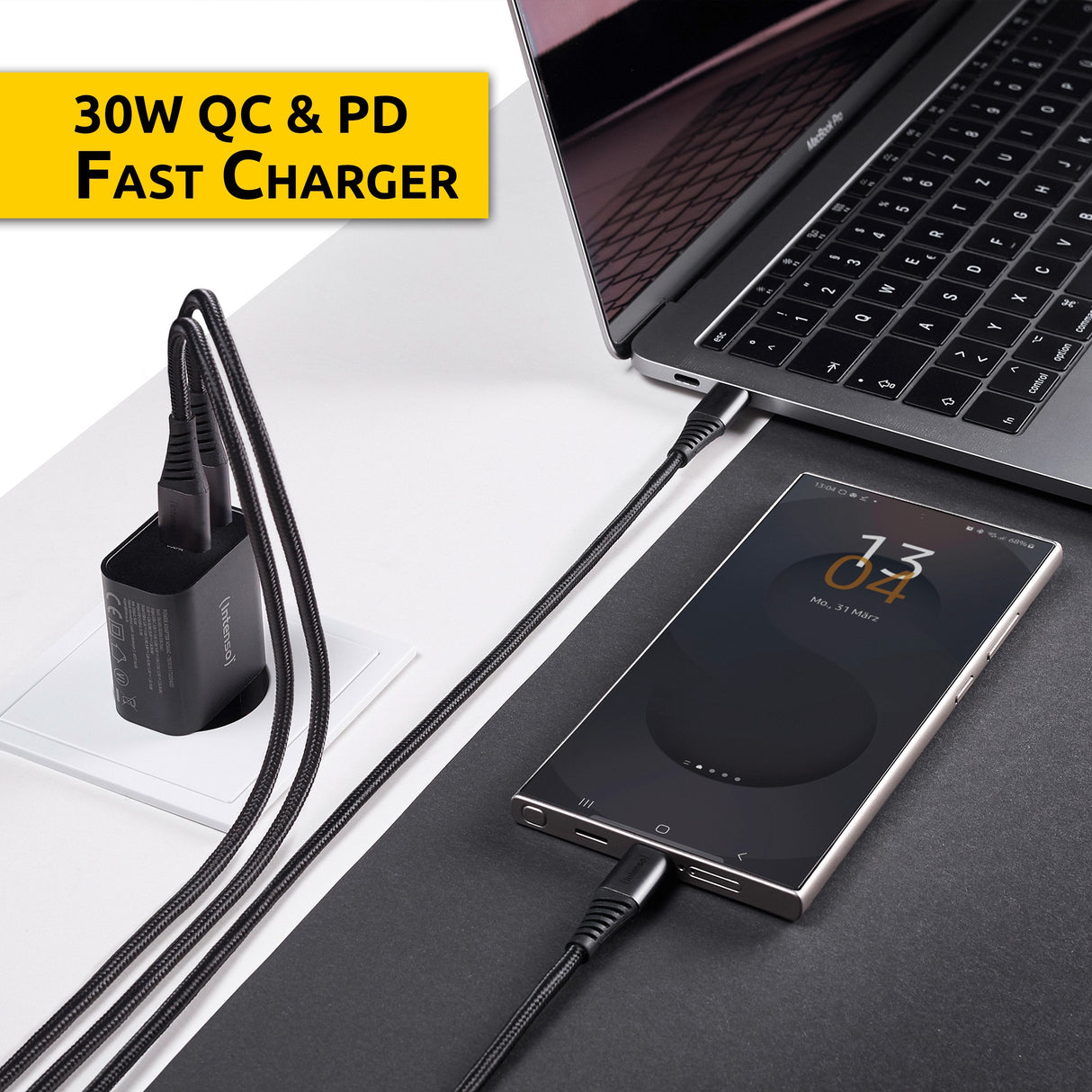 Intenso Usb-Ladegerät 1 X Usb-A  1 X Usb-C 30 Watt Negro