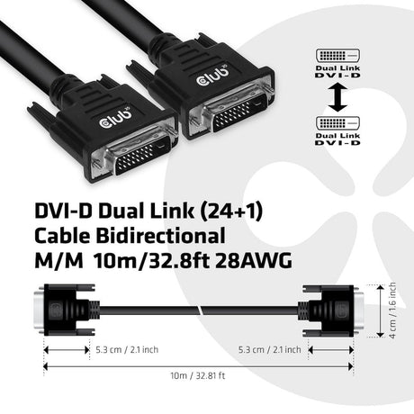 EAN 8719214471491 - CLUB3D DVI-D DUAL LINK (24+1) CABLE BI DIRECTIONAL M/M 10m 32.8 ft 28AWG Negro imagen 4