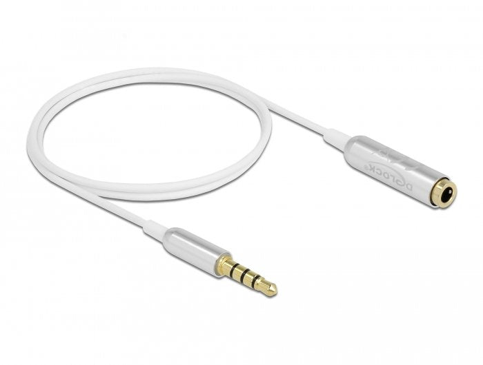 Delock 66072 Cable De Extensión De Audio Jack Estéreo De 3,5 Mm 4 Pines Macho A Hembra Ultra Slim 0,5 M Blanco