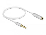 Delock 66072 Cable De Extensión De Audio Jack Estéreo De 3,5 Mm 4 Pines Macho A Hembra Ultra Slim 0,5 M Blanco