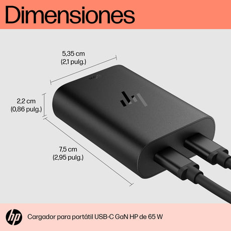EAN 0196337695061 - HP 65W Gallium Nitride USB-C Laptop Charger adaptador e inversor de corriente Interior Negro imagen 6