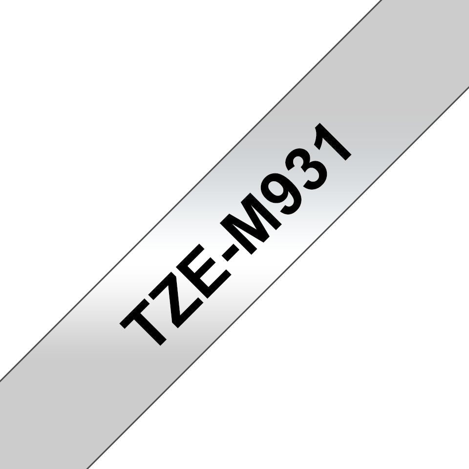 Brother Cinta Laminada Plata/Negro (Metalica) 12mm