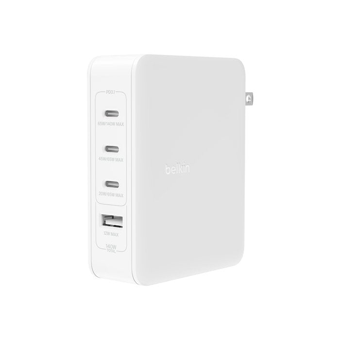 Belkin Cargador 140w 4-Port Gan, 3xusb-C 1xusb-A  Wch014btwh