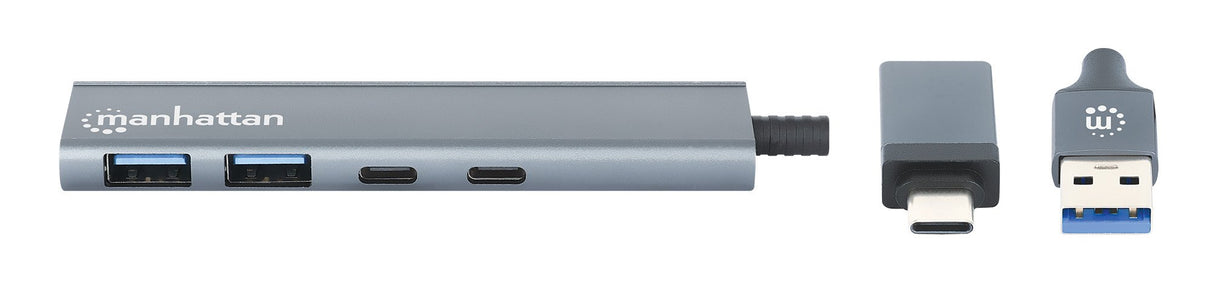 EAN 766623181075 - Manhattan 181075 hub de interfaz USB 3.2 Gen 1 (3.1 Gen 1) Type-A + Type-C 5000 Mbit/s Gris imagen 3