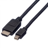 Roline Mini Displayport Cable, Mini Dp-Hdtv, St St, Schwarz, 1,5 M