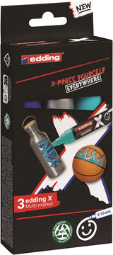 Edding X 6900 Oceano Pack De 3 Rotuladores Multisuperficie Permanentes De Tinta Opaca - Punta Biselada Con Trazo 2-10mm