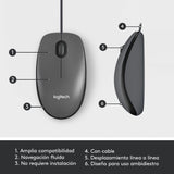 Ratón Con Cable Logitech M100 910-005003 - Usb 2.0 · 1000dpi · Negro