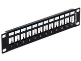 Delock 43326 10" Keystone Patch Panel 12 Port Metal Black
