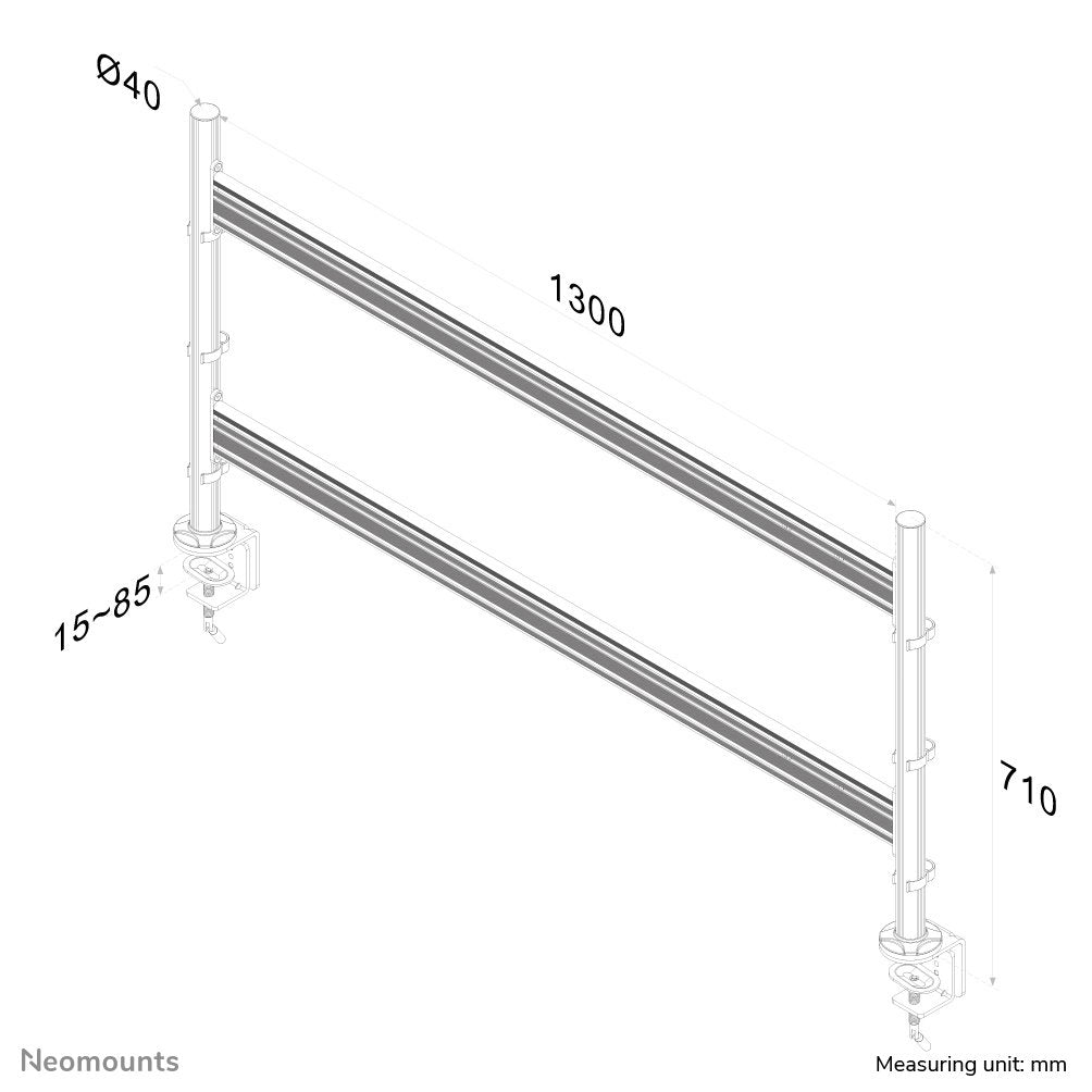 Toolbar Desk Mount 6xscreen10-2desk Black. 70x130cm