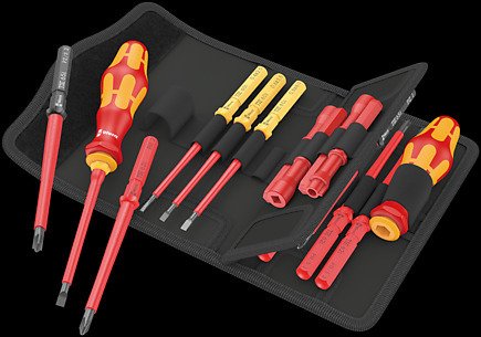 Wera Kraftform Kompakt Vde 18 Universal 2 Tool Finder, 18 Piezas, Destornillador Rojo/Amarillo, Incl. 2 Mangos Enchufables, Hojas Intercambiables Vde 5006614001