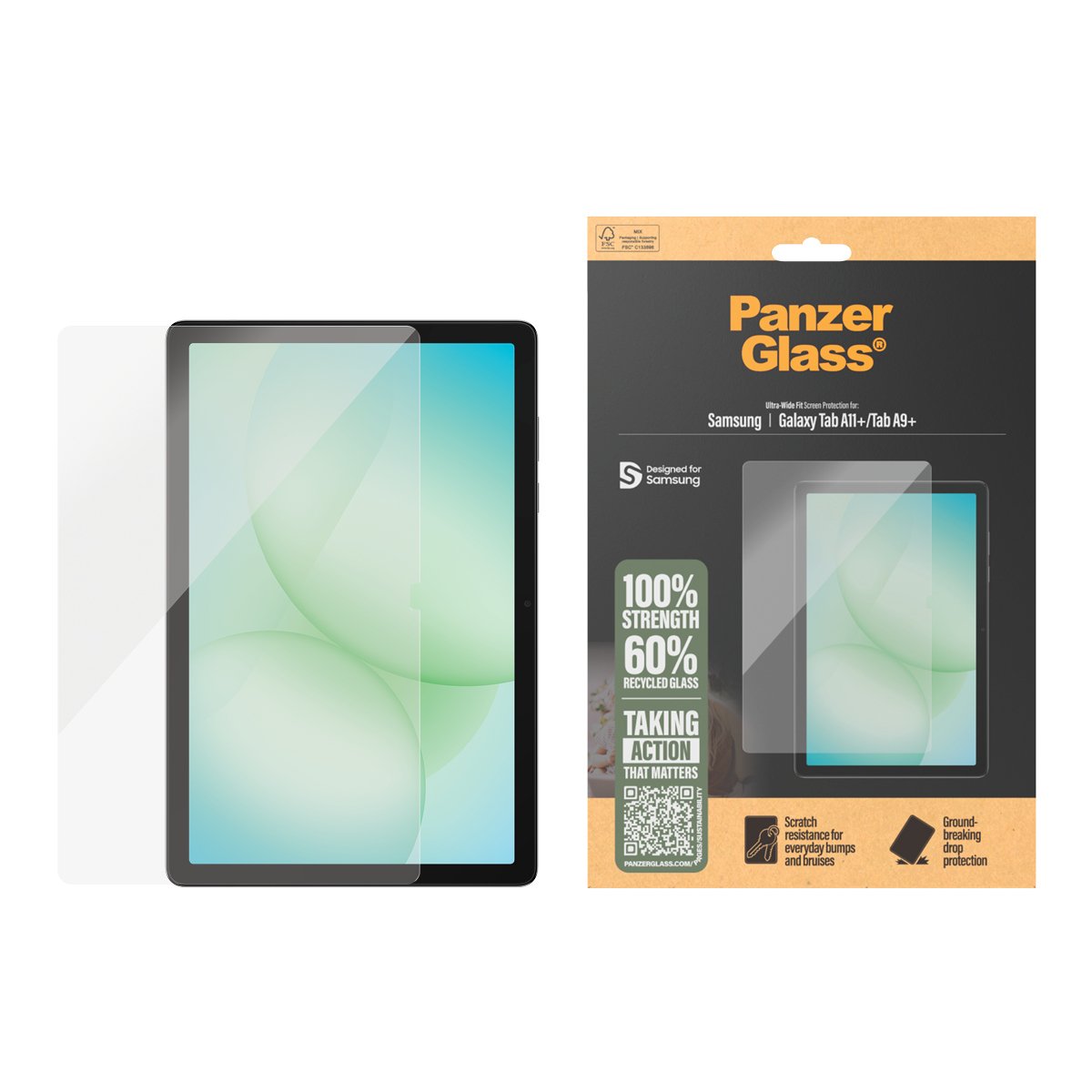 Panzerglass Screen Protector Samsung Galaxy Tab A11+  Tab A9+ - Ultra-Wide Fit