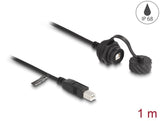 Delock 88011 Cable Usb 2.0 Tipo-B Macho A Usb 2.0 Tipo-B Hembra Para Instalación Con Tapa Protectora Ip68 Resistente Al Polvo Y Al Agua 1 M Negro