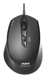 Port Designs Mouse Office Wired Silent Pro - Medium Size - Black - Bulk