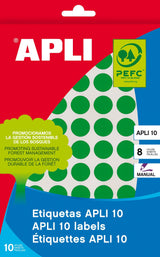 EAN 8410782027331 - APLI 02733 etiqueta autoadhesiva Círculo Permanente Verde imagen 1