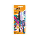 Bic 4 Colours Decors Hydro Pack De 3 Boligrafos De Bola Retractil - Punta Media De 1.0mm - Tinta Con Base De Aceite - 4