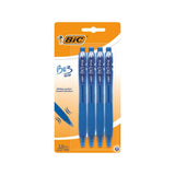 Bic Bu3 Pack De 4 Boligrafos Retractiles - Punta Media De 1mm - Trazo 0.32mm - Grip De Goma - Escritura Mas Fluida -