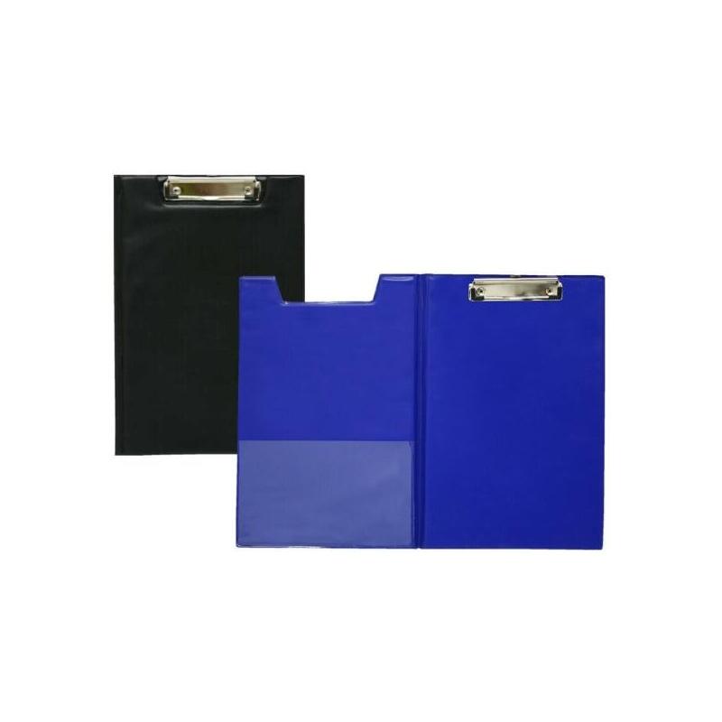 Biskmark Carpeta De Pvc Con Pinza Superior Metalica - Tamaã±O Folio - Bolsillo Interior - Colores Azul/Negro Aleatorios