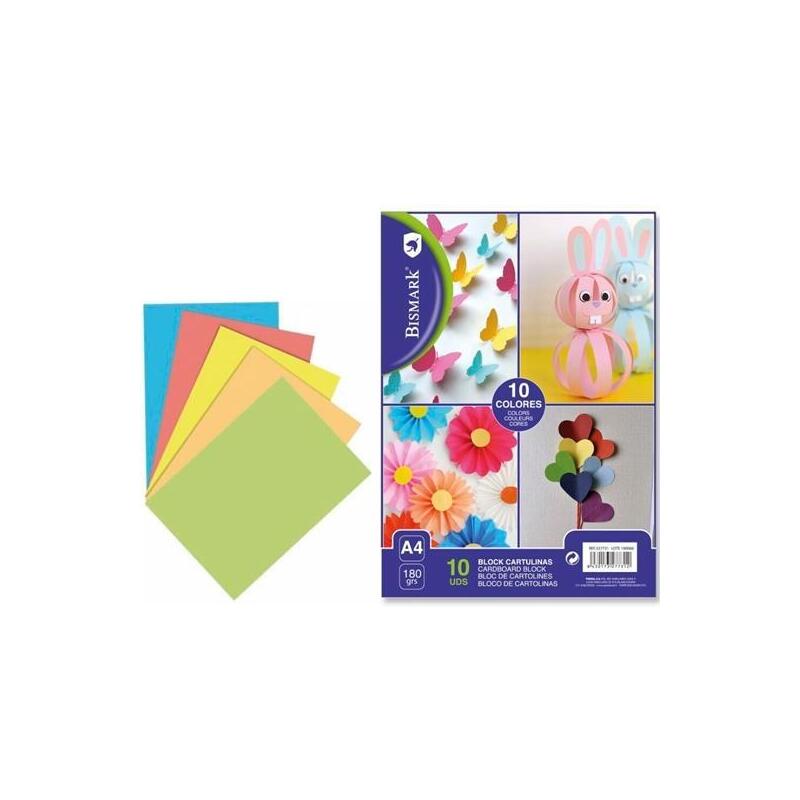 Bismark Bloc Cartulinas A4 180gr 10 Colores Surtidos