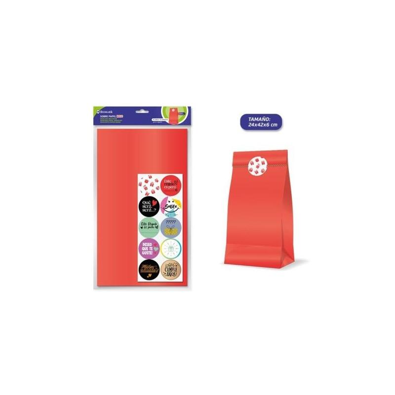 Bismark Pack De 10 Sobres Papel Kraft 50grs Con 10 Pegatinas Para Cierre - Medidas 24x42x6cm - Ideal Para Regalos -
