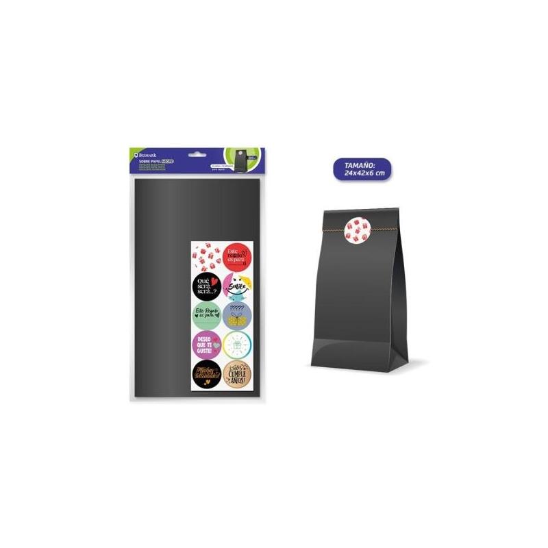 Bismark Pack De 10 Sobres Papel Kraft 50grs Con 10 Pegatinas Para Cierre - Medidas 24x42x6cm - Ideal Para Regalos -