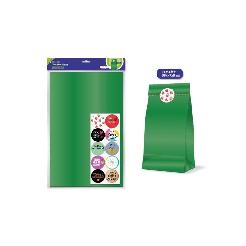 Bismark Pack De 10 Sobres Papel Kraft 50grs Con 10 Pegatinas Para Cierre - Medidas 30x47x8cm - Ideal Para Regalos -